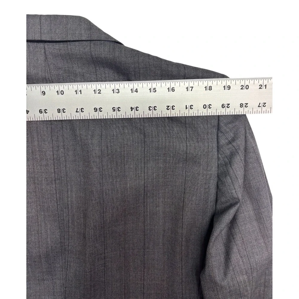 vtg 90s Tom James 46L 37x34 Gray Pinstripe 2pc Pant Suit Wool USA Pleated Cuffed